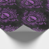 Papier Cadeau Crâne pourpre et gris gothique (Coin)