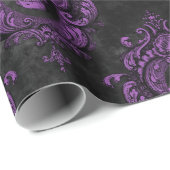 Papier Cadeau Crâne pourpre et gris gothique (Coin rond)