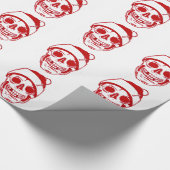 Papier Cadeau Crâne rouge dans le casquette de Père Noël (Coin)