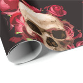 Papier Cadeau Crâne rouge et noir gothique (Coin rond)