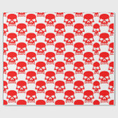 Papier Cadeau Crâne rouge squelette effrayant cadeau Halloween (Plat)