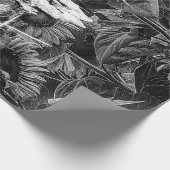 Papier Cadeau Crâne Rustique Floral Noir Et Blanc (Coin)