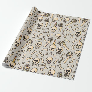 Papier Cadeau Crâne, squelette et os main motif sans soudure dr