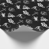 Papier Cadeau Crânes à rayons X Serpents croix Halloween noir bl (Coin)