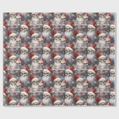 Papier Cadeau Crânes à Santa Hats Noël gothique (Plat)