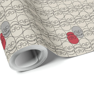Papier Cadeau Crânes - Bone White et Bat Black
