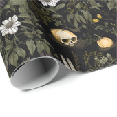 Papier Cadeau Crânes citrouilles Cottagecore (Coin rond)