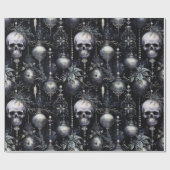 Papier Cadeau Crânes de Noël gothiques Éffrayants (Plat)