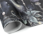 Papier Cadeau Crânes de Noël gothiques Éffrayants (Coin rond)