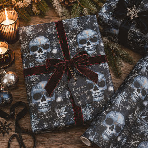 Papier Cadeau Crânes de Noël gothiques Spooky Creepmas