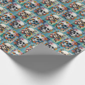 Papier Cadeau Crânes de style baroque et Rose (Coin)