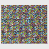 Papier Cadeau Crânes de sucre vaudou (Plat)