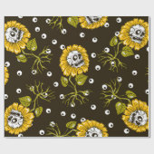Papier Cadeau crânes de tournesol sans couture motif (Plat)