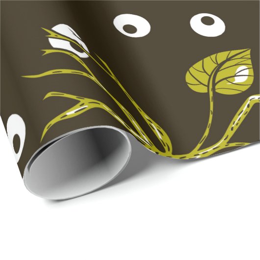 Papier Cadeau crânes de tournesol sans couture motif (Coin rond)