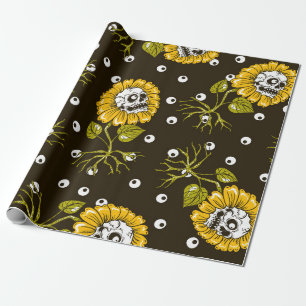 Papier Cadeau crânes de tournesol sans couture motif