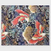 Papier Cadeau CRANES DE VOL, VAGUES, FLEURS DE PRINTEMPS Japonai (Plat)