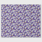 Papier Cadeau Crânes d'Halloween mous sur violet (Plat)