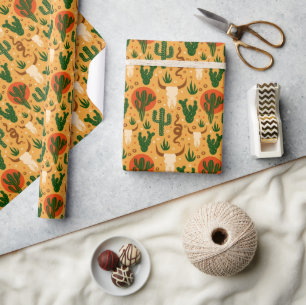 Papier Cadeau Crânes du désert occidental Cactus serpents Motif