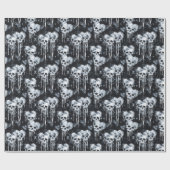 Papier Cadeau Crânes et cœurs gothiques effrayants (Plat)
