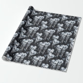 Papier Cadeau Crânes et cœurs gothiques effrayants (Déroulé)