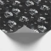 Papier Cadeau Crânes et cœurs gothiques noirs (Coin)