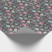 Papier Cadeau Crânes, et coeurs sur arrière - plan noir (Coin)