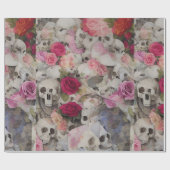 Papier Cadeau Crânes et Roses (Plat)