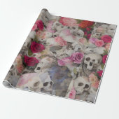 Papier Cadeau Crânes et Roses (Déroulé)