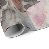 Papier Cadeau Crânes et Roses (Coin rond)