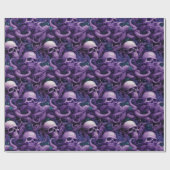 Papier Cadeau Crânes gothiques Octopus Steampunk Océan (Plat)