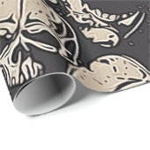 Papier Cadeau Crânes grunges dispersés (Coin rond)