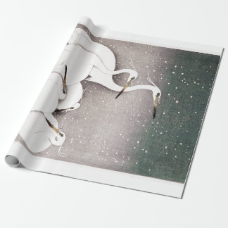 Papier Cadeau CRANES JAPONAISES EN Papier D'Enneigement