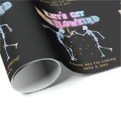 Papier Cadeau Crânes néon Halloween squelettes dansants Hallowei (Coin rond)