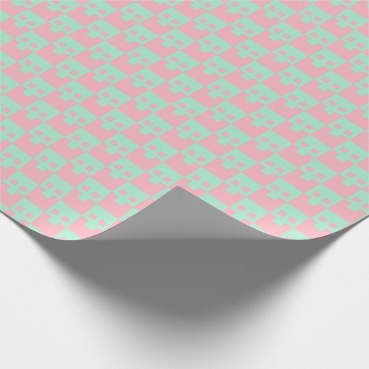 Papier Cadeau Crânes Pastel Block en rose et en menthe (Coin)