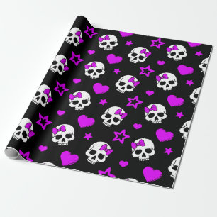 Papier Cadeau Crânes pourpres violets de punk rock