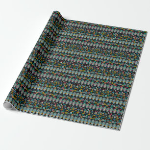 Papier Cadeau Crânes tribaux des Boho : motif coloré.