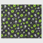 Papier Cadeau Crânes verts et séries de tournesols 10 (Plat)