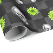 Papier Cadeau Crânes verts et séries de tournesols 10 (Coin rond)