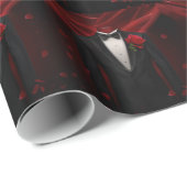 Papier Cadeau Cravate Bow Noir avec Rose Rouge Tuxedo (Coin rond)