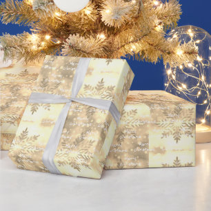Papier Cadeau Cravate d'or Flocon de neige à teinture d'or Joyeu