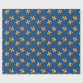 Papier Cadeau Crawfish Fleur de Lis bleue profonde (Plat)