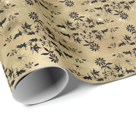 Papier Cadeau CrawSpider Floral Halloween Motif (Coin rond)