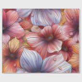Papier Cadeau Crayon de couleur florale (Plat)