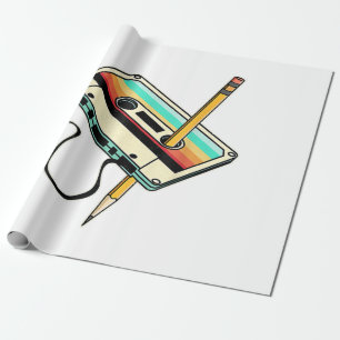 Papier Cadeau Crayon de ruban de cassette des années 80 Lancer r