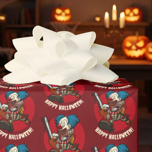 Papier Cadeau Crazy Chainsaw Clown Halloween Party Cartoon