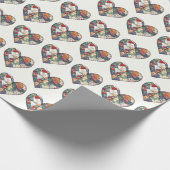 Papier Cadeau Crazy Quilt Coeur Design Sur Blanc (Coin)