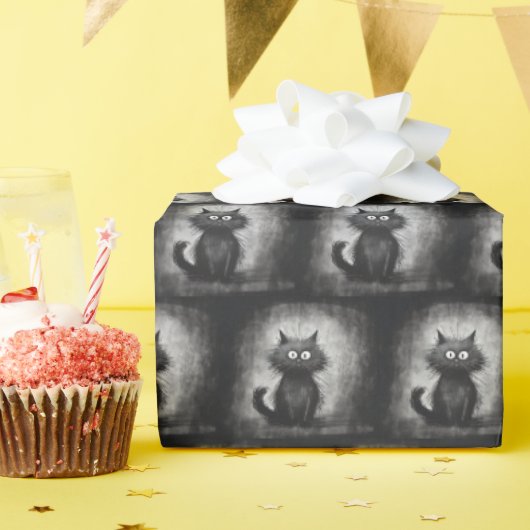 Papier Cadeau Crazy Scruffy Cat (Fête d'anniversaire)