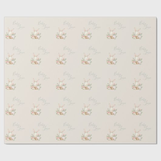 Papier Cadeau Cream Baby Love Script Baby shower élégant (Plat)