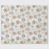 Papier Cadeau Cream Blue Brown Snowflakes Christmas (Plat)
