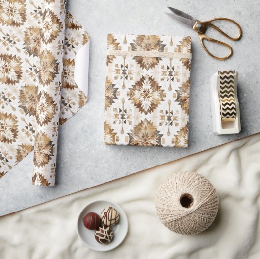 Papier Cadeau Cream Brown Native Tribal (Artisanat)